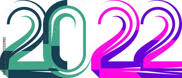 Fototapeta happy new year, colored 2022 numbers, design elements for new year decor, 2022 vector