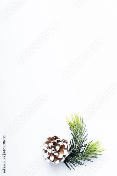 Obraz Winter Holiday themed background image on white. Christmas and New Year message on social media, email and cards. 