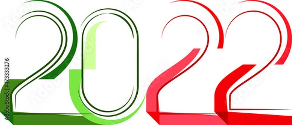 Fototapeta happy new year, colored 2022 numbers, design elements for new year decor, 2022 vector