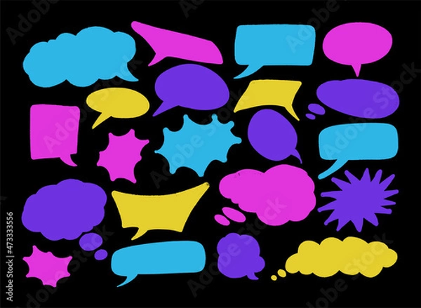 Obraz Set of hand spray graffiti speech bubbles frame. design elements background