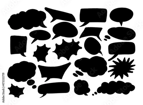Obraz Set of hand spray graffiti speech bubbles frame. design elements background