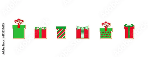 Obraz Set of nice gifts of green color. Vector illustration