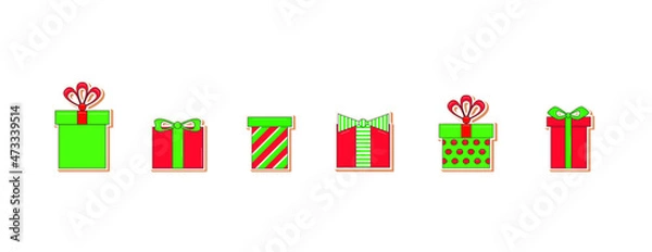 Obraz Set of nice gifts of green color. Vector illustration.