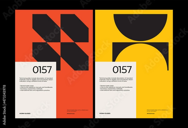 Fototapeta Bauhaus Poster Design Template With Abstract Geometric Shapes