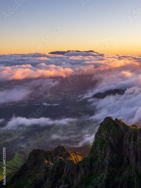 Fototapeta 阿蘇山高岳山頂からの朝焼け