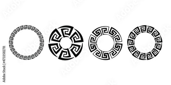 Obraz Set of four circle with Greek Key pattern