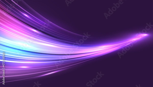 Fototapeta Modern abstract high-speed movement background with dynamic motion light trails. Futuristic, technology pattern for banner or poster design.