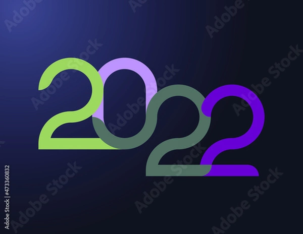 Fototapeta happy new year, colored 2022 numbers, design elements for new year decor, 2022 vector