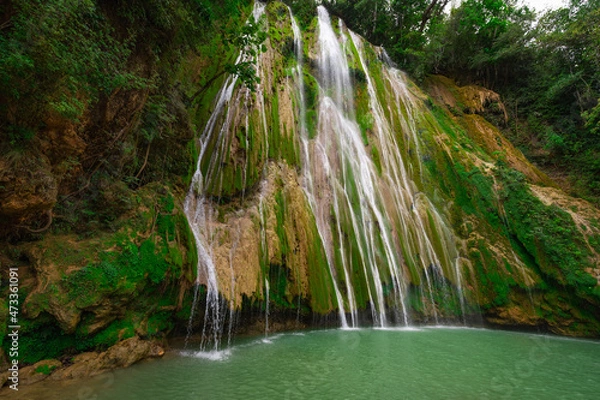 Obraz beautiful waterfall el lemon Dominican Republic