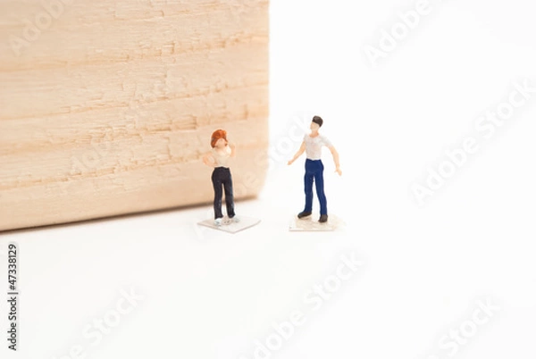 Fototapeta 木材と語り合う男女