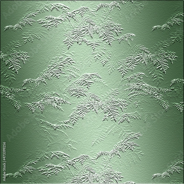 Obraz winter trees metallic green frost
