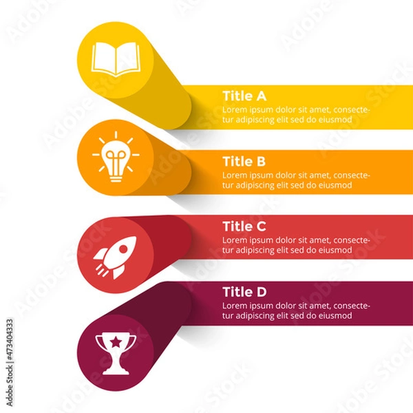 Obraz 3D Vector Perspective Infographic. Presentation template. 4 step options. Chart concept. Pillars with shadows.