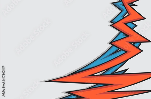 Fototapeta Jagged zigzag line pattern with blue and orange color and some copy space area