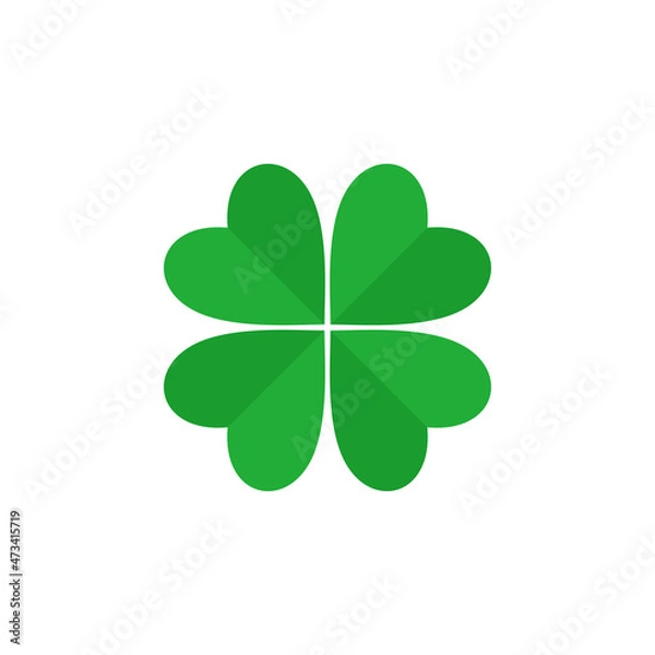 Fototapeta Four-leaf clover icon. Good luck symbol. Attribute of the Irish Leprechaun. Isolated raster illustration on white background.