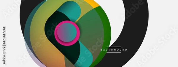 Fototapeta Circle and round shapes abstract background. Vector illustration for wallpaper banner background or landing page