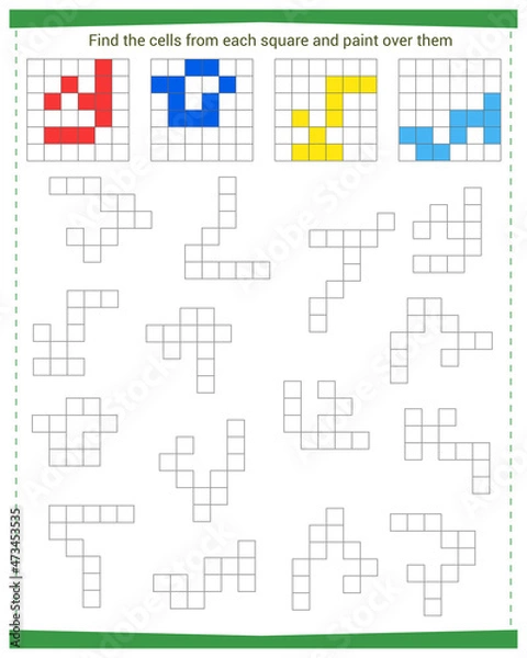 Fototapeta  Logic game for children. Find the cells 