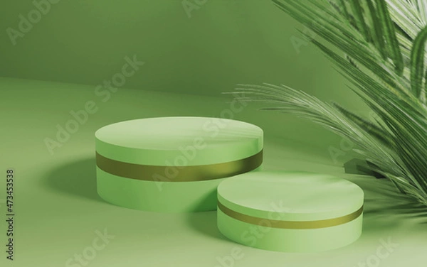 Obraz Green cosematitic product display podium 3d rendered image

