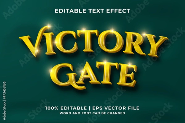 Fototapeta Editable text effect - Victory Gate 3d template style premium vector
