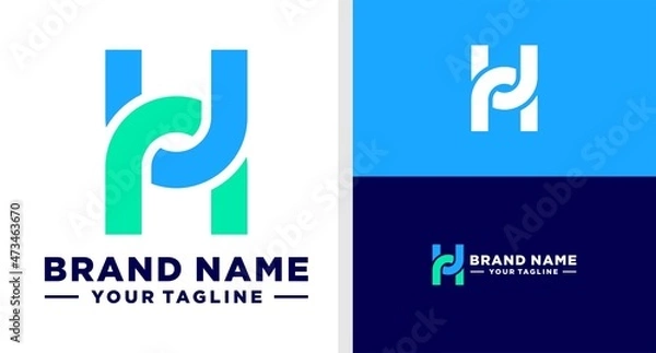 Obraz LETTER H LOGO CHAIN CONNECTED TECHNOLOGY EDITABLE