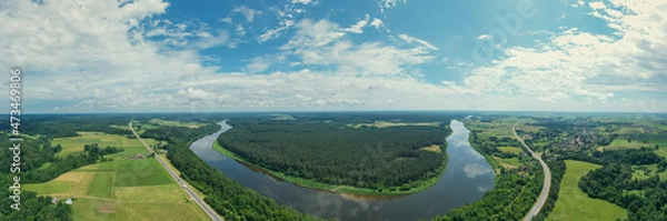 Obraz Nemunas in Lithuania running his loop in Dzukija