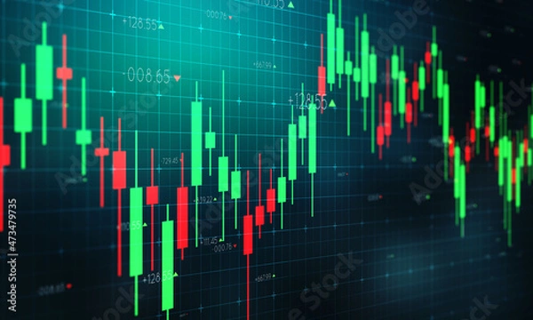 Obraz Stock market chart, Stock market data on LED display concept.