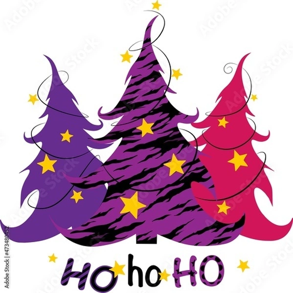 Fototapeta Merry Christmas and Happy Holidays card. Christmas tree . Year of the tiger.