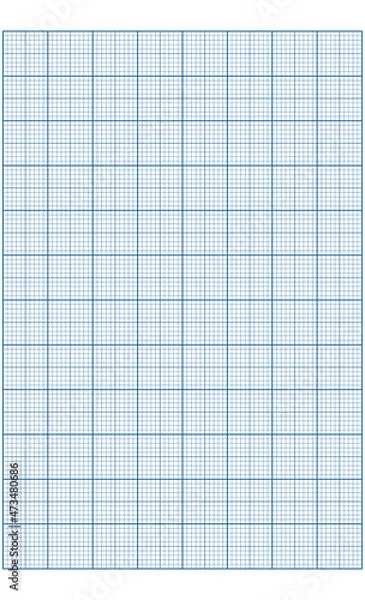 Obraz Graph paper. Printable millimeter grid paper with color lines. Geometric pattern for school, technical engineering line scale measurement. Realistic lined paper blank size Legal