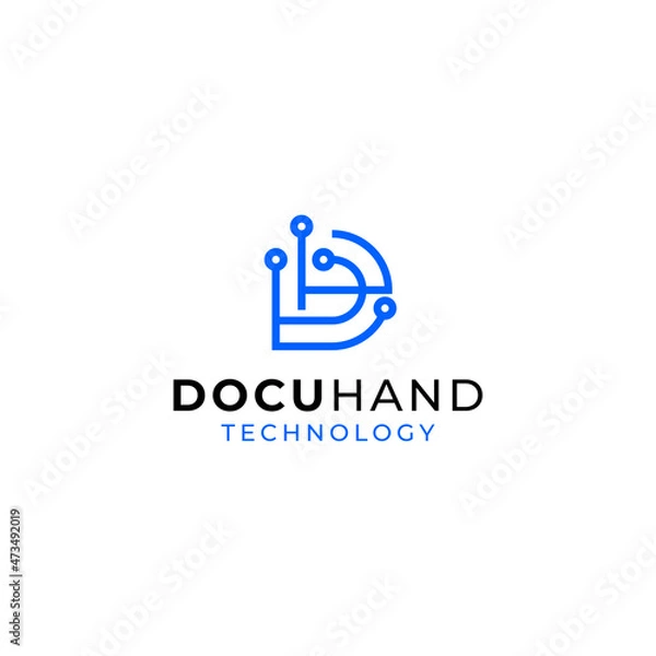 Obraz Letter D data line logo vector icon illustration modern style for your business
