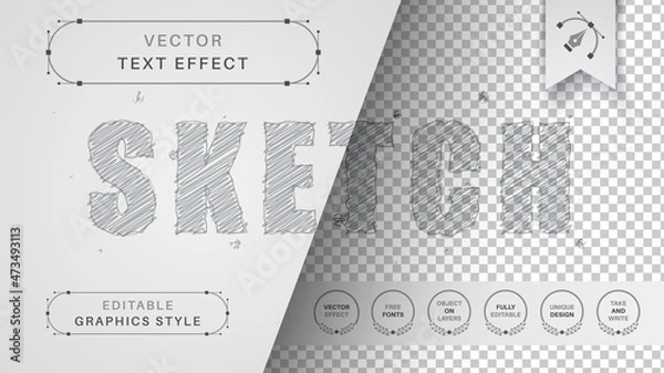 Fototapeta Pencil Drawing - Editable Text Effect, Font Style