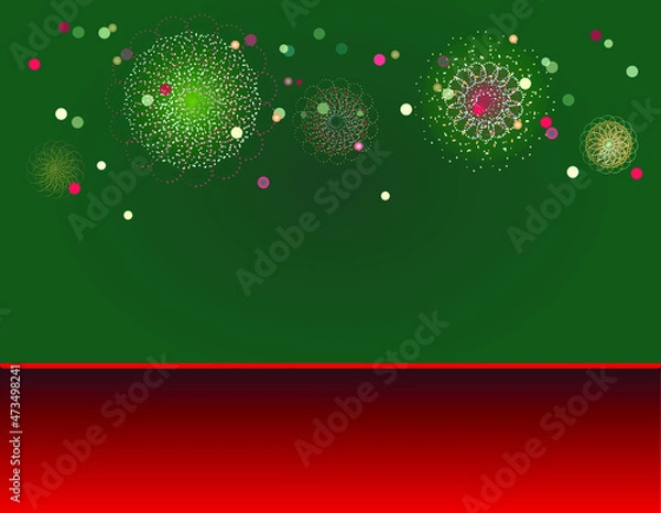 Fototapeta happy new year card, colored background, design elements for new year decor, Colorful Fireworks celebration, new year background banner
