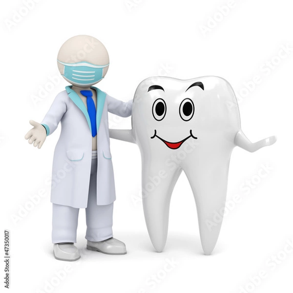 Obraz 3d dentist with a smiling tooth icon