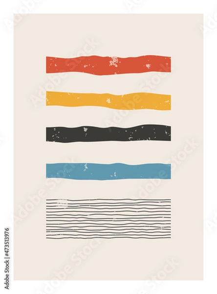 Fototapeta Minimal geometric hand painted background. Design for poster, wall decoration, cover. EPS10 vector template with simple shapes