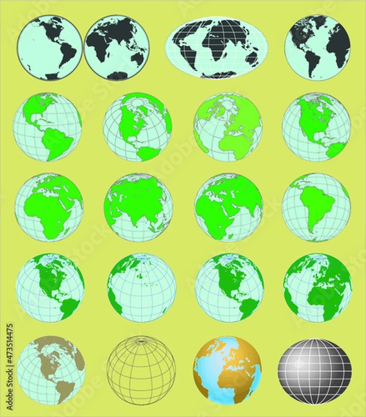 Obraz Set of vector globes