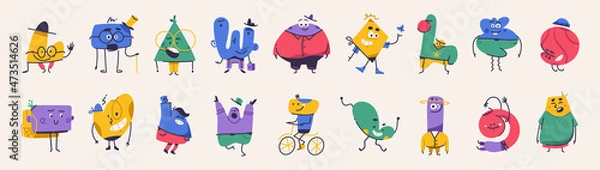 Obraz Cute abstract cartoon characters set.