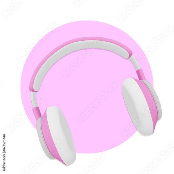 Obraz cartoon headset pink 3d rendering illustration