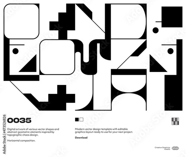 Fototapeta Swiss Poster Design Template With Abstract Geometric Shapes