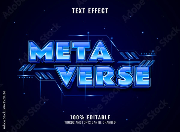 Obraz modern futuristic blue metaverse text effect with hologram panel