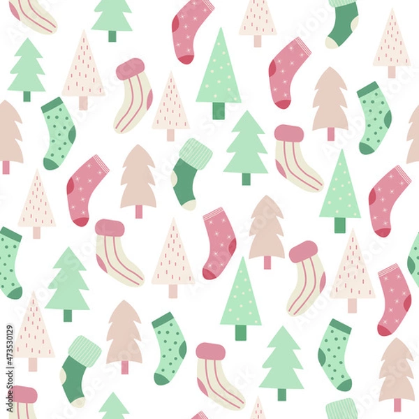 Fototapeta New Year Christmas background. Isolated, vector background.
For greeting cards, fabric, or wrapping paper. Vector illustration