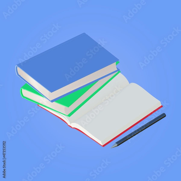 Obraz book school with pen 3d rendering illustration