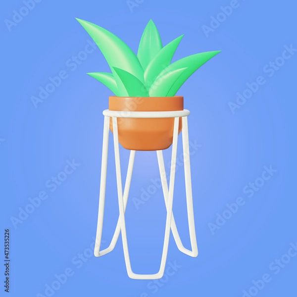 Obraz potted plant 3d rendering illustration