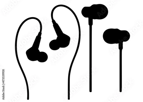 Obraz Small wired headphones. Vector image.