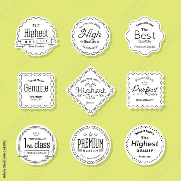 Obraz 縁の付いたシンプルなラベルのセット。モダンでかわいいタグ。タイトルや見出しのフレームにも最適です。