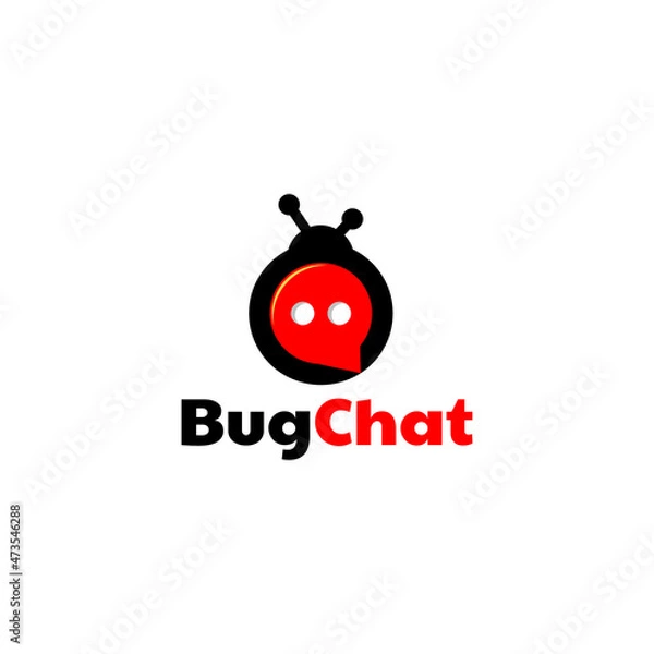 Fototapeta Bug combination with chat icon in background white ,vector logo design editable
