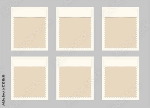 Fototapeta Fabric samples Mood Board. Textile swatches for your design. Trendy Mockup. 6 Fabric pieces for presentation. Vector Blank Template. EPS10.