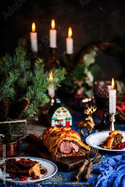 Obraz Beef Wellingon on a festive, New Year's table