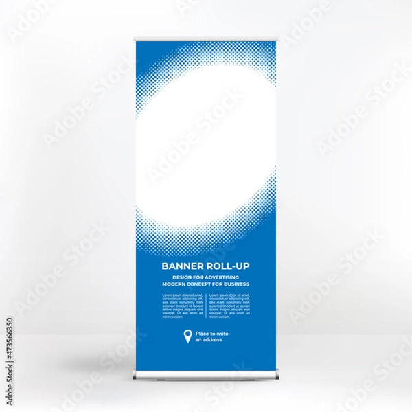 Fototapeta Banner design, roll-up stand for advertising, conferences, seminars, poster template for placing photos and text. Creative background for presentation