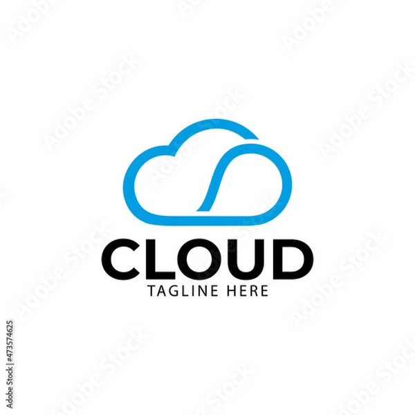 Obraz cloud blue simple internet technology logo icon vector template.