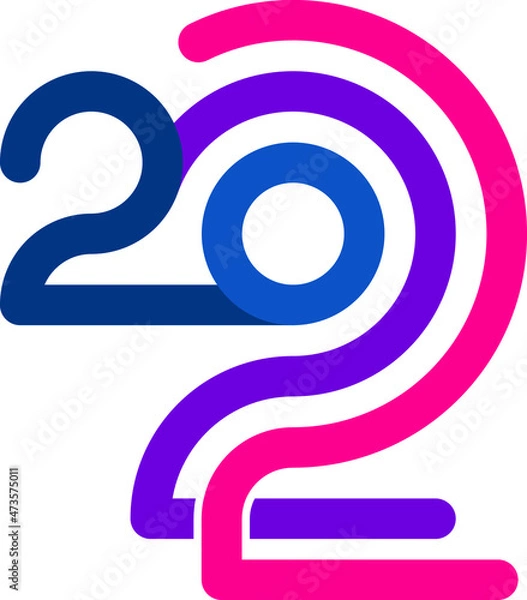 Fototapeta happy new year, colored 2022 numbers, design elements for new year decor, 2022 vector