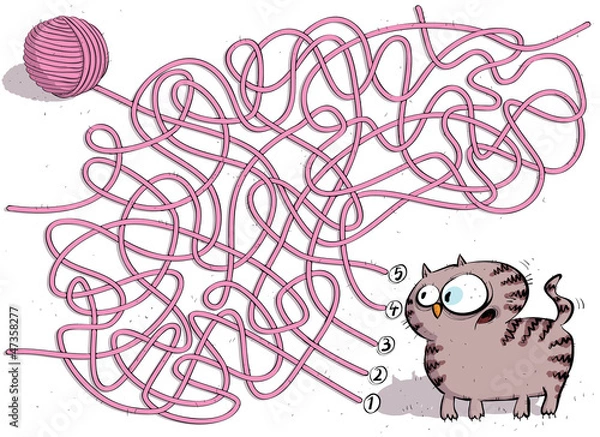 Obraz Kitten And Wool Ball Maze Game ... solution: No. 2