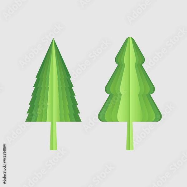 Obraz Set of isolated icons of fir tree in high resolution. Easy editable vector illustration.